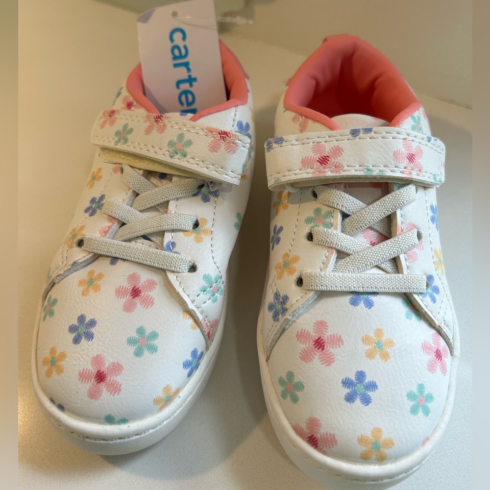 NWT Carter’s flower covered faux leather Sneakers shoes